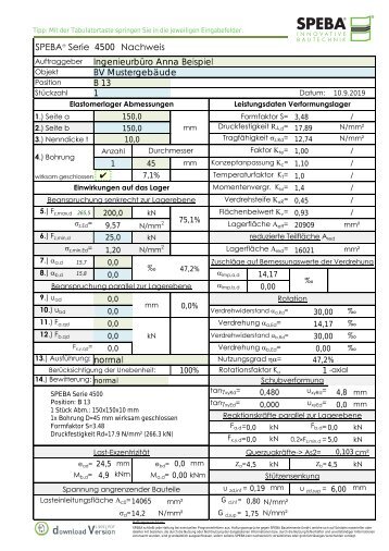 SPEBA® Serie 4500 Baulager Bemessungstool 10.2019
