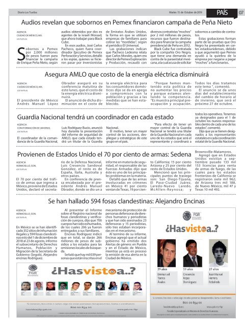 Edición de Diario Los Tuxtlas del día 15 de octubre de 2019