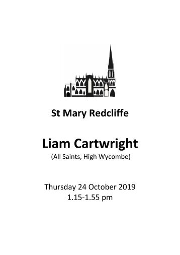 Lunchtime at Redcliffe - Free Organ Recital featuring Liam Cartwright 