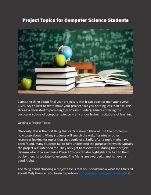 Good computer science final year project ideas designundzeit