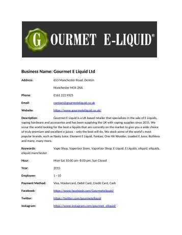 Gourmet E Liquid Ltd