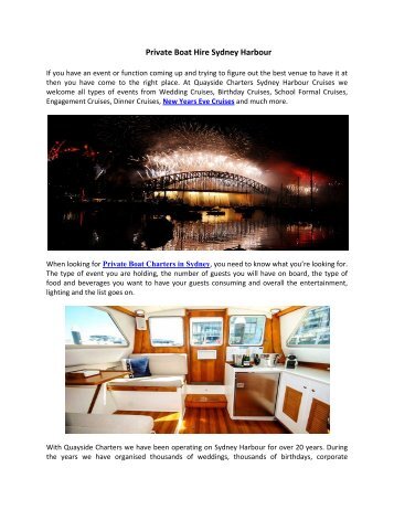 Private Boat Hire Sydney Harbour