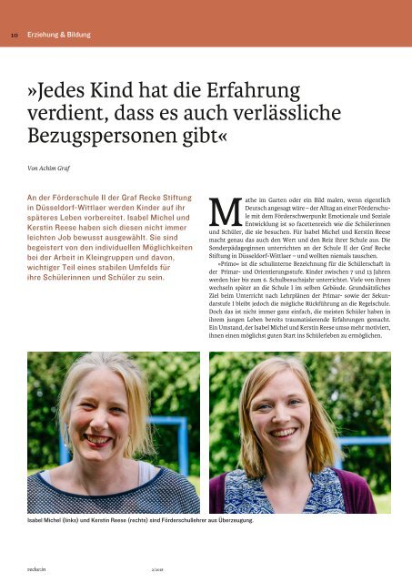 recke:in - Das Magazin der Graf Recke Stiftung Ausgabe 2/2018