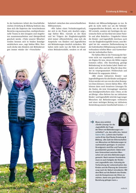 recke:in - Das Magazin der Graf Recke Stiftung Ausgabe 2/2018