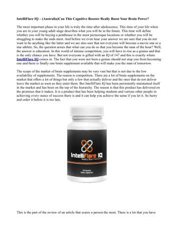 The Dosage of IntelliFlare IQ Reviews In Australia ?