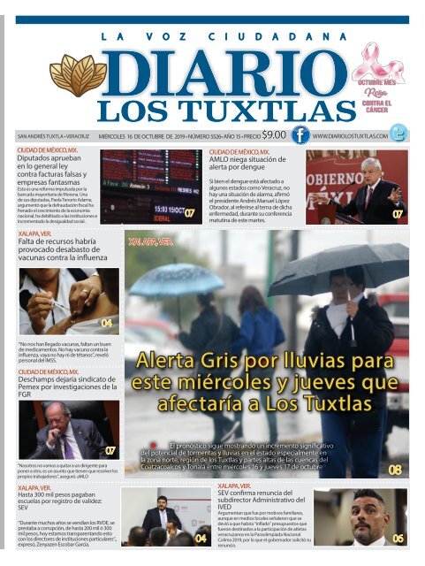 Edición de Diario Los Tuxtlas del día 16 de octubre de 2019