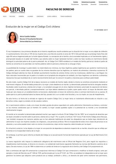 Evolución de la mujer en el Código Civil chileno - Facultad de Derecho ...