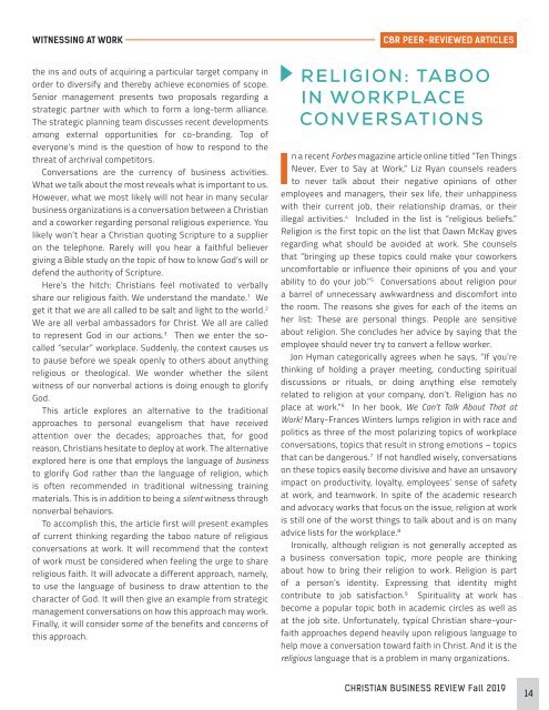 Christian Business Review 2019: Workplace Practices That Glorify God (Issue 8)