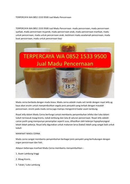 TERPERCAYA WA 0852 1533 9500 Jual Madu Pencernaan