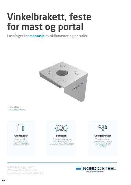 Vinkelbrakett, feste for mast og portaler