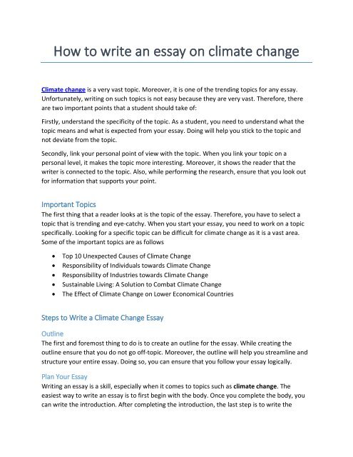 academic essay on climate change