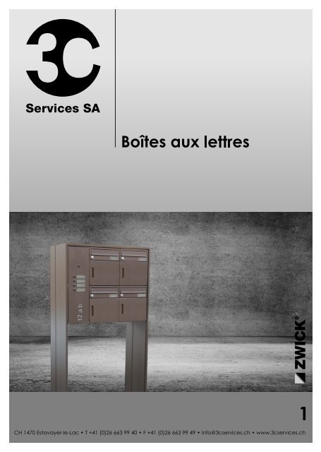 ZWICK Katalog Briefkästen SCHWEIZ - PTT-Norm in Französisch