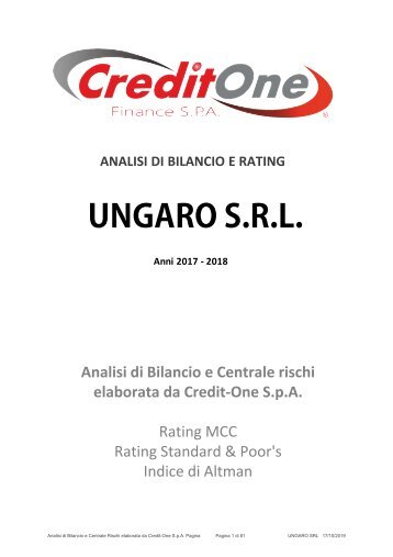 Analisi Rating e CR UNGARO Provvisoria