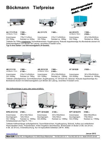 Böckmann Tiefpreise - Mietlift.ch