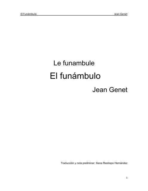 Funambulo El funambulo Genet