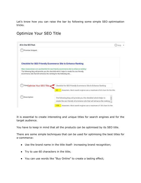 Checklist for SEO Friendly Ecommerce Site to Enhance Ranking