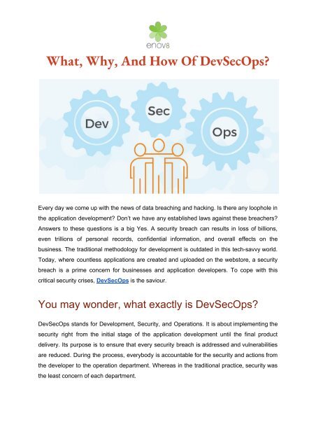 What, Why, And How Of DevSecOps?