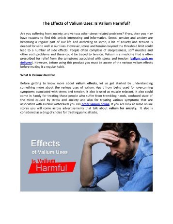 The Effects of Valium : Uses Is Valium Harmful?