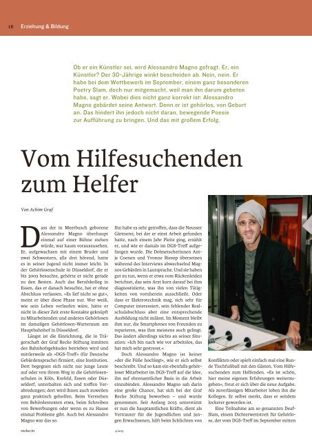 recke:in - Das Magazin der Graf Recke Stiftung Ausgabe 4/2015