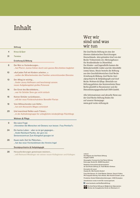 recke:in - Das Magazin der Graf Recke Stiftung Ausgabe 4/2015