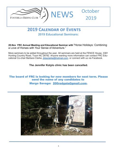 October 2019 FRC Member Newsletter