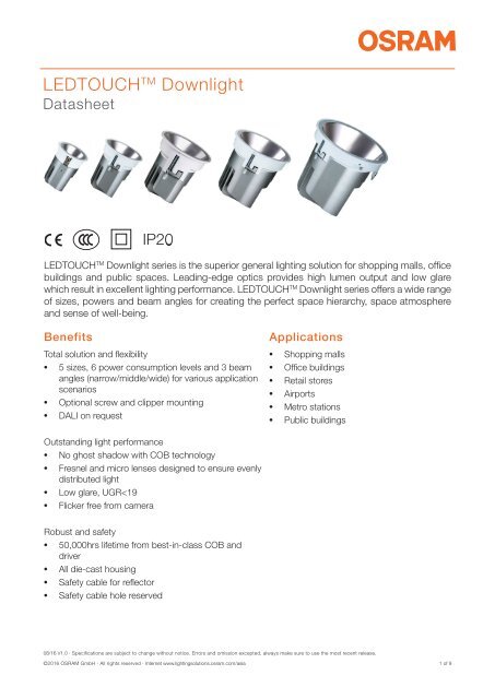 L1.1_EN_LEDTOUCH_Downlight_Datasheet_v1p0_20160803
