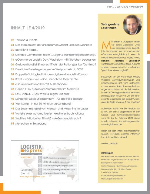 LOGISTIK express Fachzeitschrift | 2019 Journal 4