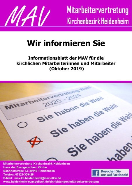 Wir informieren Sie - Oktober 2019