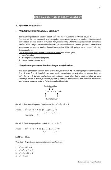 Persamaan dan Fungsi Kuadrat