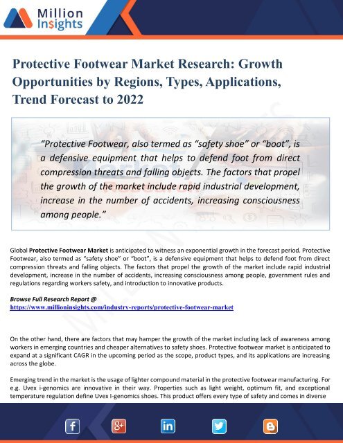 Protective Footwear Market 2022 - Industry Sales, Revenue, Gross Margin, Market Share, by Regions