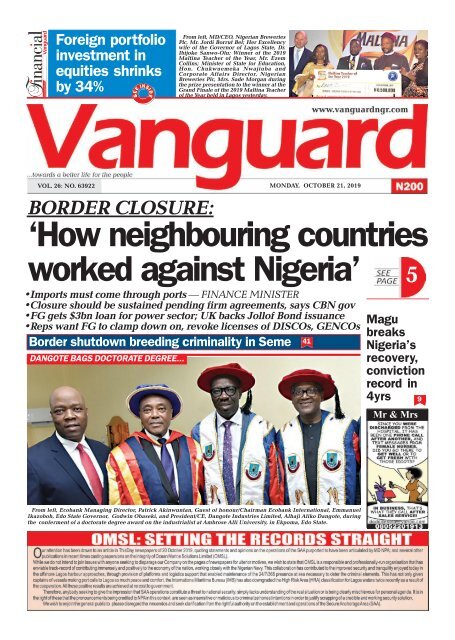 21102019 -  BORDER CLOSURE:‘How neighbouring countries worked against Nigeria’