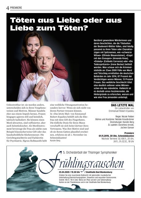 CAROLINE. Das Theatermagazin November/Dezember 2019