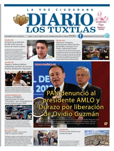 Edición de Diario los Tuxtlas del día 21 de octubre de 2019