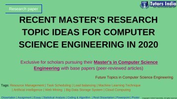 Recent Master’s Research Topic Ideas for Computer Science Engineering 2020