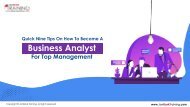QUICK NINE TIPS ON HOW TO BECOME A BUSINESS ANALYST FOR TOP MANAGEMENT