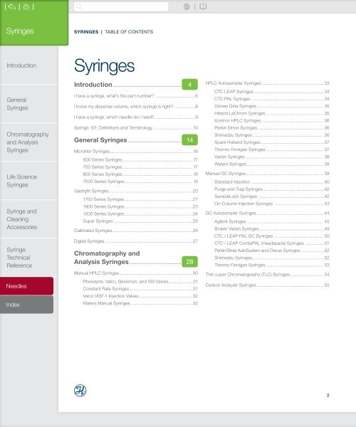 Hamilton Syringes 2019-20 Catalogue