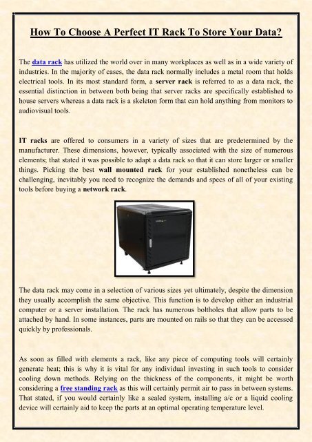 Proper It Rack Photo Example How To Choose A Perfect IT Rack To Store Your Data