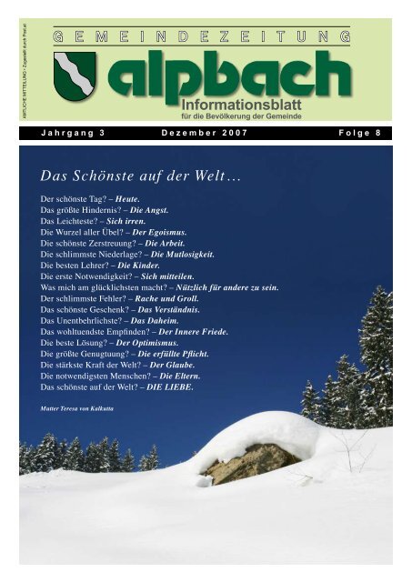 Impressum:Medieninhaber und Herausgeber - Alpbach - Land Tirol