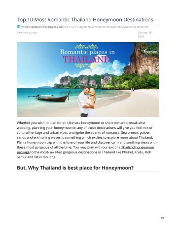 Top 10 Most Romantic Thailand Honeymoon Destinations 