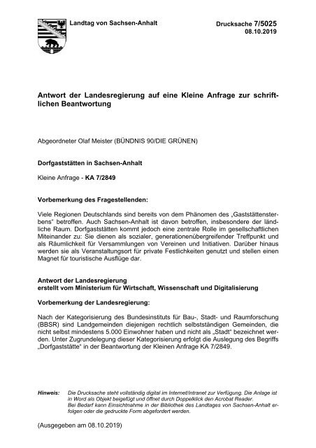 KA 7/5060 Cum Ex: Stand der steuer- und strafrechtlichen Aufarbeitung in Sachsen-Anhalt