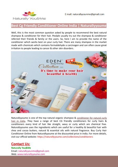 Best Cg Friendly Conditioner Online India Naturallyyoume