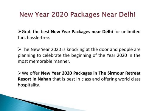 New Year Packages 2020 in Sirmour Retreat Resort in Nahan | New Year 2020