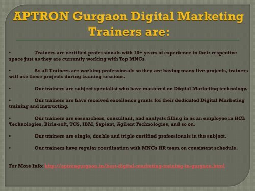 Digital Marketing Training Course in Gurgaon - APTRON Gurgaon
