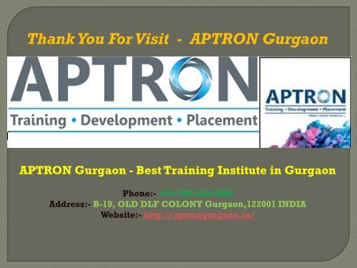 Digital Marketing Training Course in Gurgaon - APTRON Gurgaon