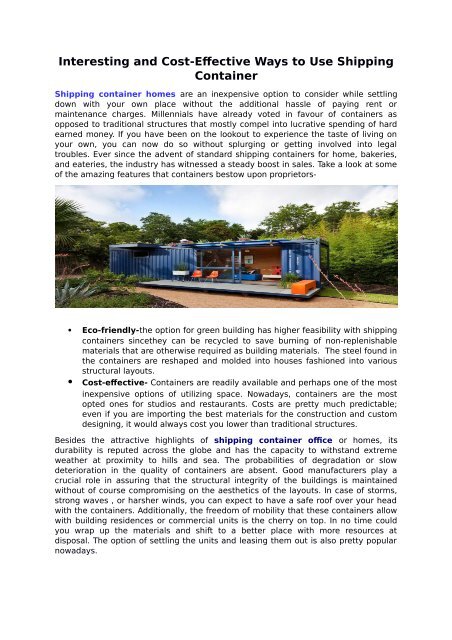 Interestring Container Interesting and Cost-Effective Ways to Use Shipping Container