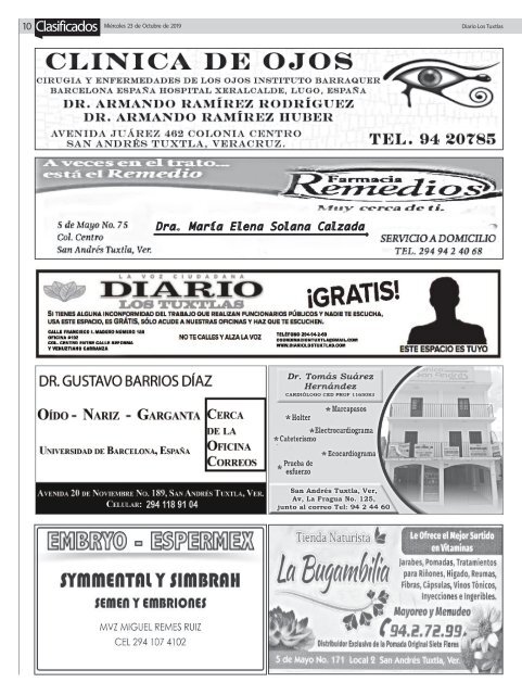 Edición de Diario los Tuxtlas del día 23 de octubre de 2019