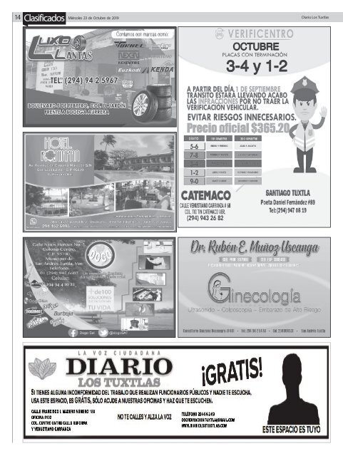 Edición de Diario los Tuxtlas del día 23 de octubre de 2019