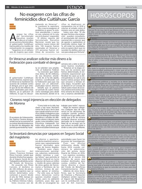 Edición de Diario los Tuxtlas del día 23 de octubre de 2019