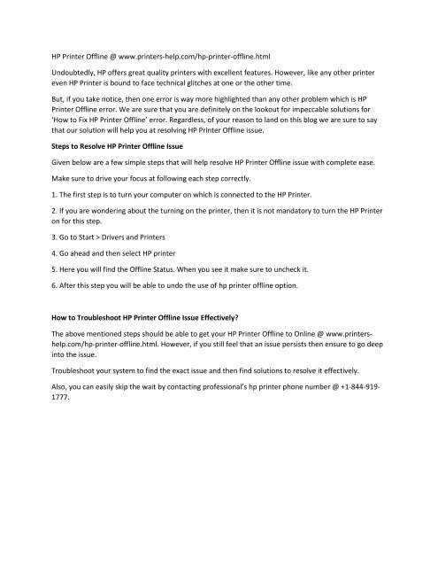 HP Printer Offline @ www.printers-help.com/hp-printer-offline.html