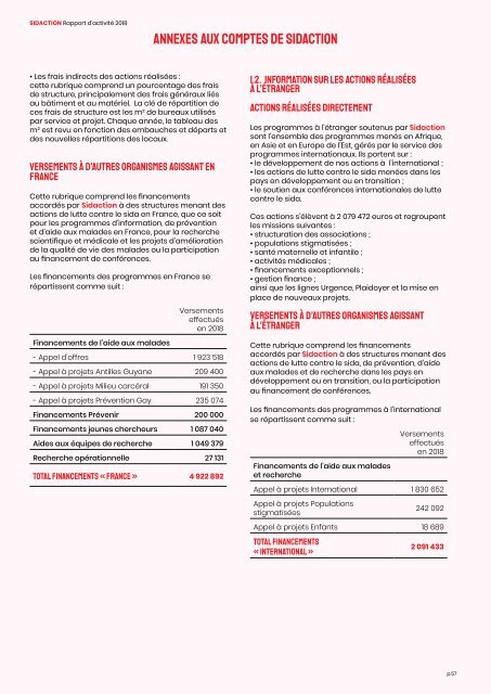 Rapport d'Activité Sidaction 2018